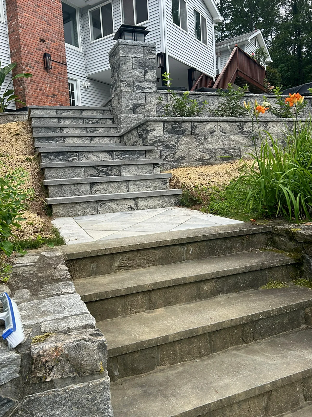 Stone steps and retaining walls